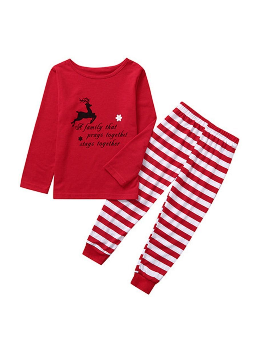 Family Matching 2-Piece Christmas Deer Stripe Loungewear - dianjiang-