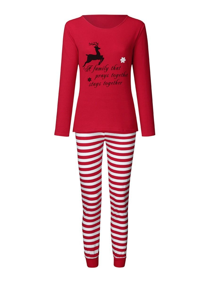 Family Matching 2-Piece Christmas Deer Stripe Loungewear - dianjiang-