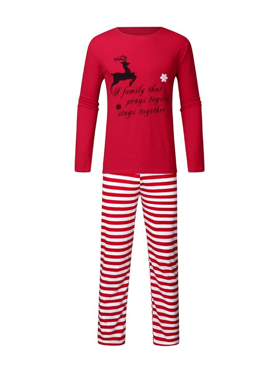 Family Matching 2-Piece Christmas Deer Stripe Loungewear - dianjiang-