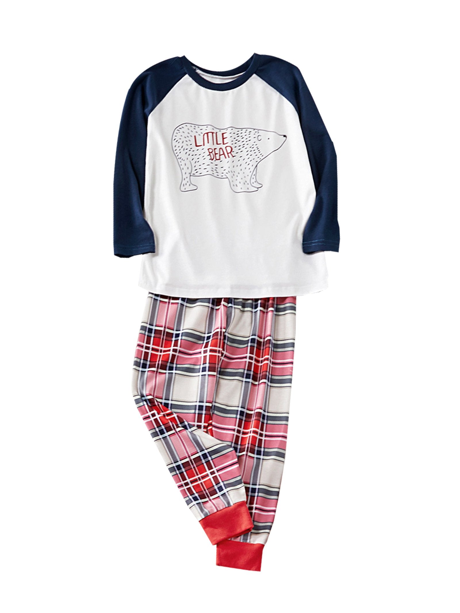 Family Matching 2-Piece Outfits Bear Checked Pajamas - dianjiang-