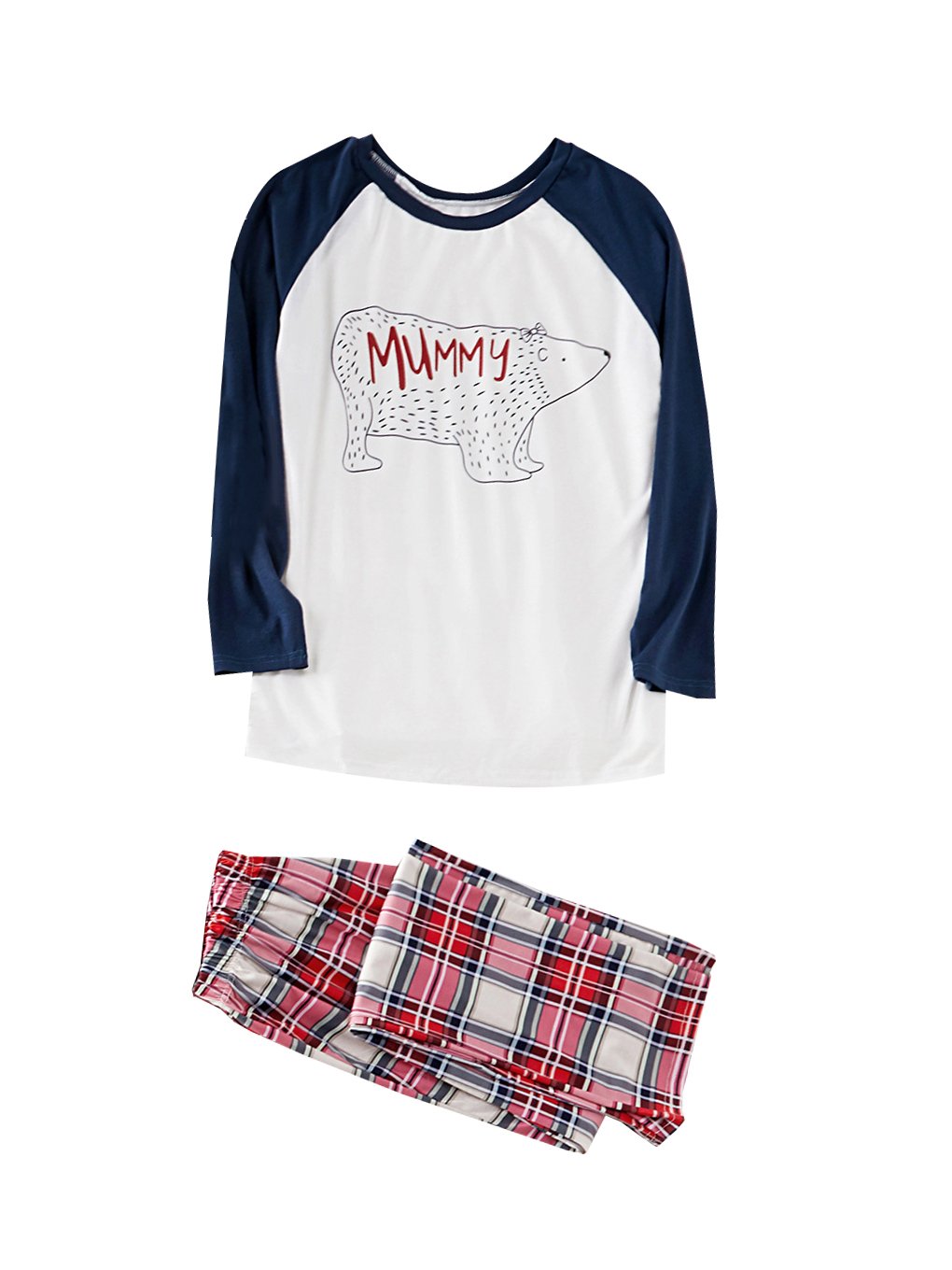 Family Matching 2-Piece Outfits Bear Checked Pajamas - dianjiang-