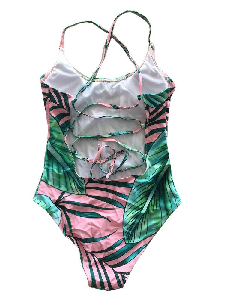 Family Matching Leaf Print One-Piece Bikini for Mom and Daughter - dianjiang-