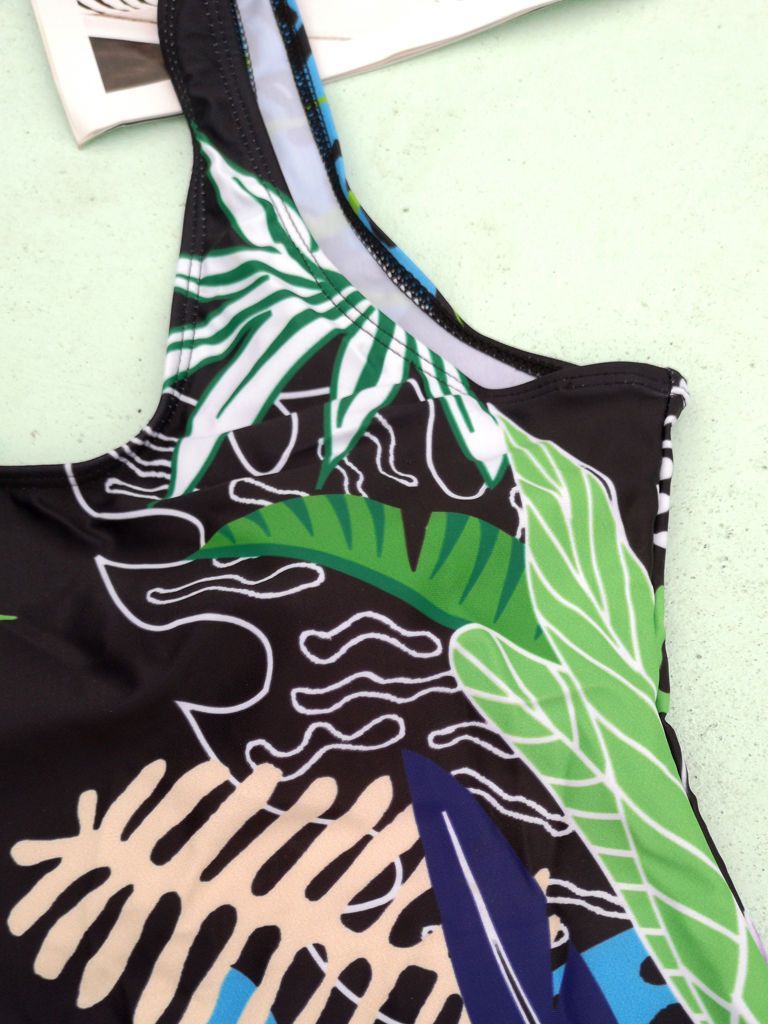 Family Matching Selva Leaf Print Swimming Suit Beach Wear - dianjiang-