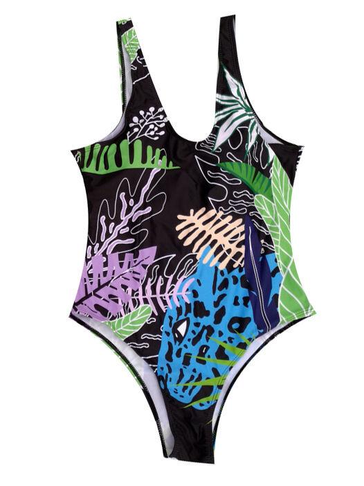 Family Matching Selva Leaf Print Swimming Suit Beach Wear - dianjiang-