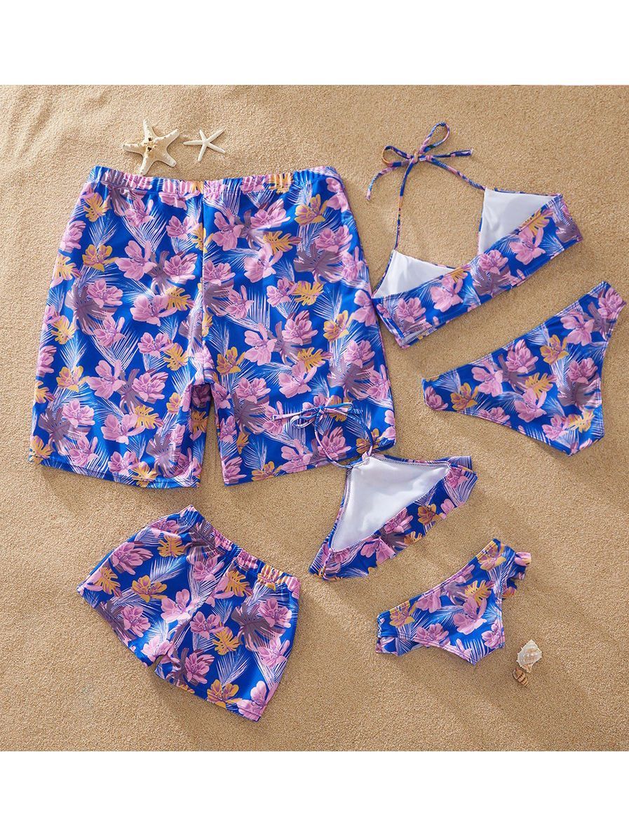 Flower Leaf Pattern Tankini Family Matching Swimwear - dianjiang-