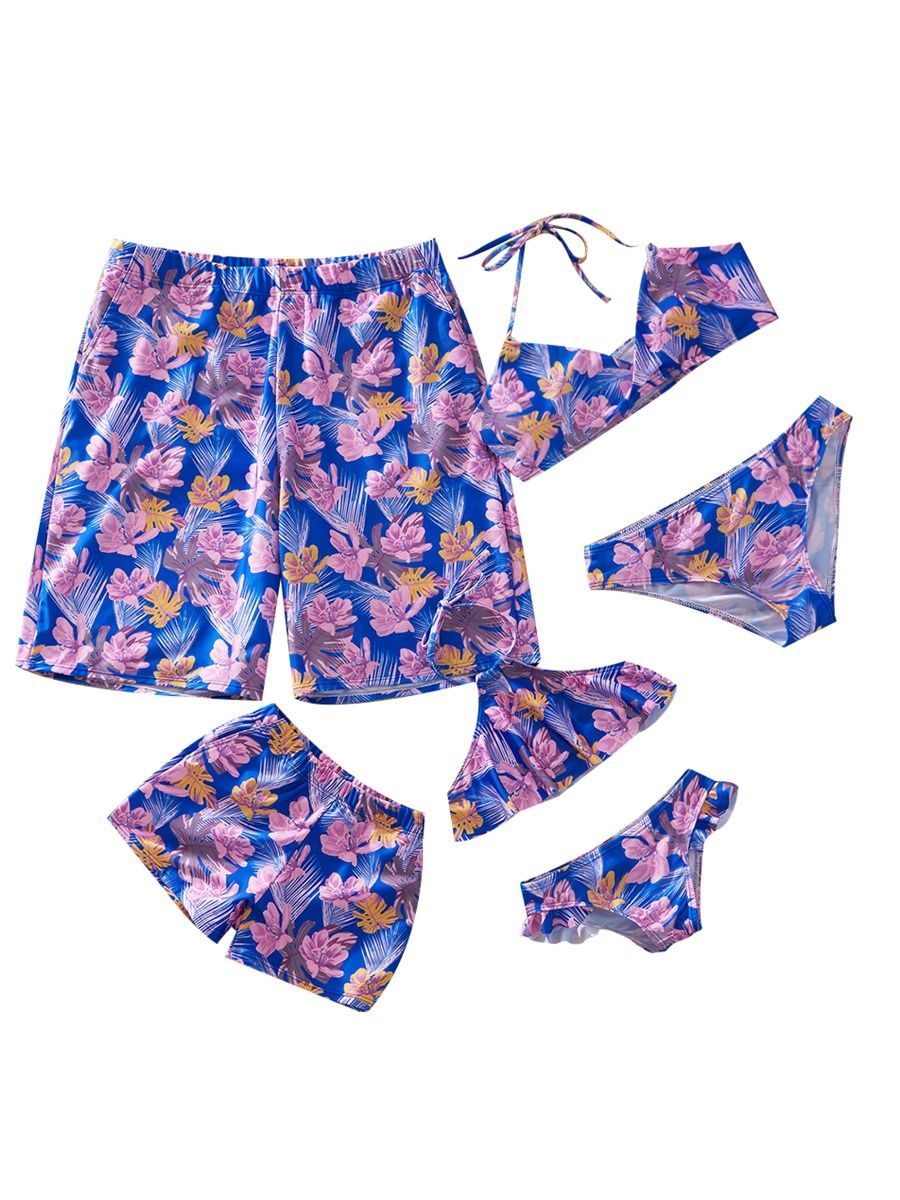 Flower Leaf Pattern Tankini Family Matching Swimwear - dianjiang-