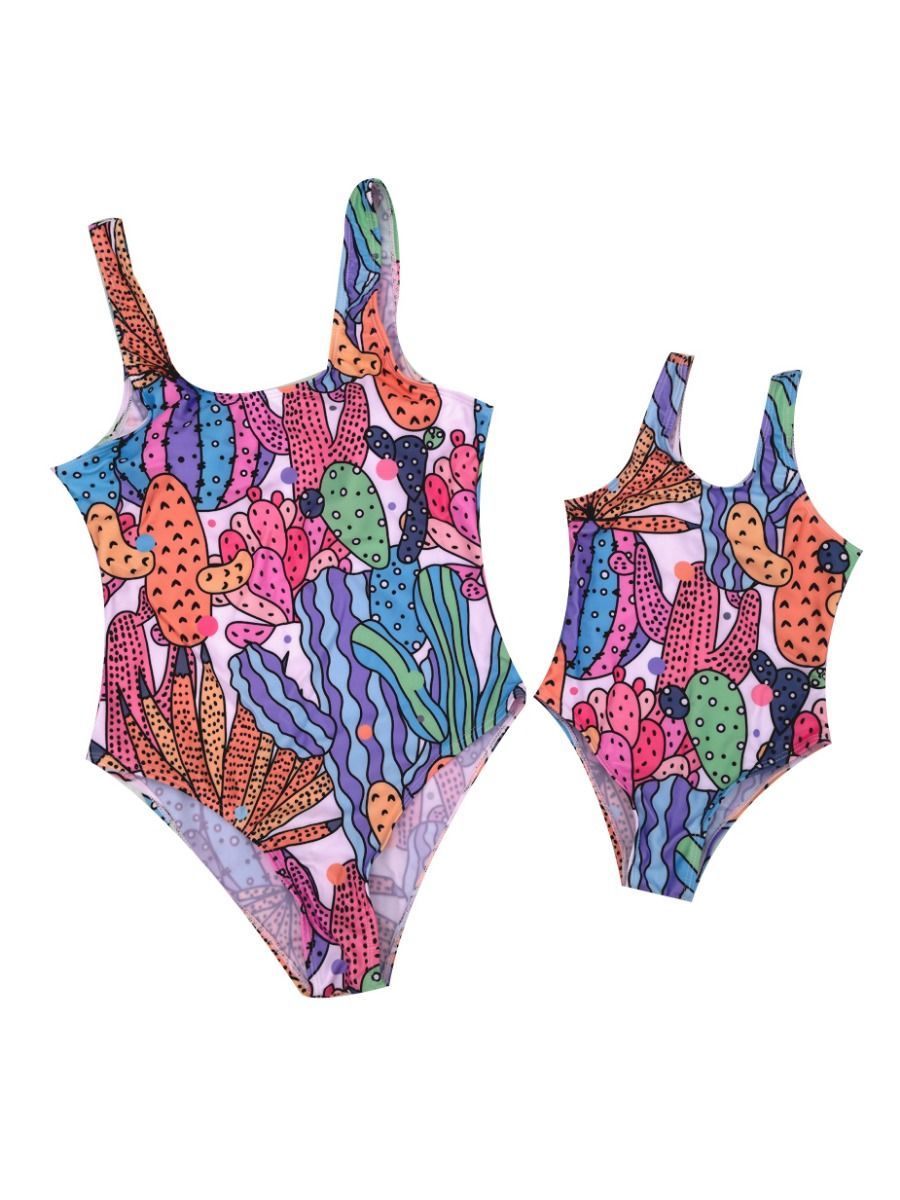 Family Outfit Cactus Pattern One Piece Swimwear Bikini - dianjiang-