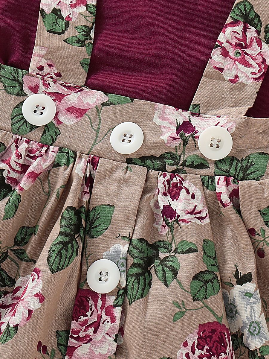 Fashion Baby 3-Piece Outfits Flutter Sleeve Bodysuit+Flower Skirt+Headband - dianjiang-