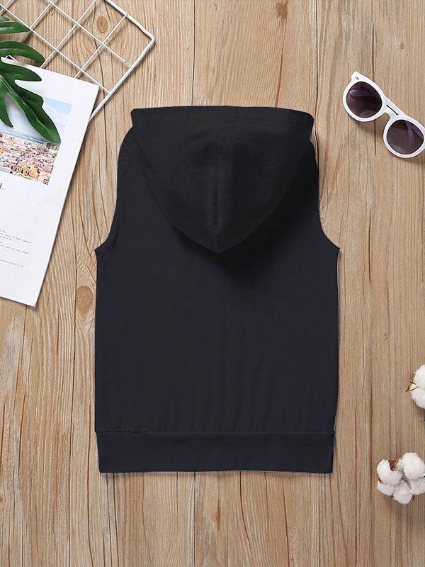 Fashion Baby Boy Letters Printed Solid Color Hooded Tank Top - dianjiang-