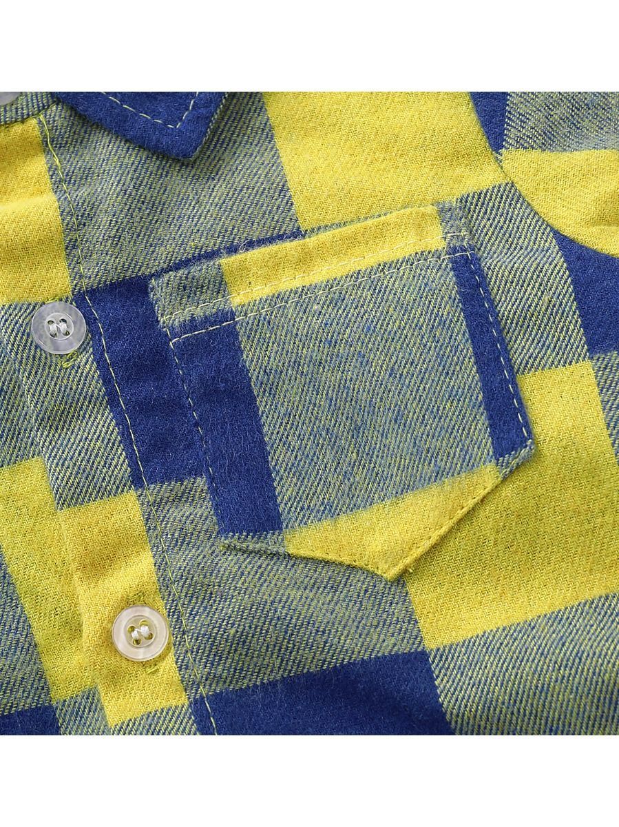 Fashion Baby Boy Turn-down Collar Checked Onesie - dianjiang-