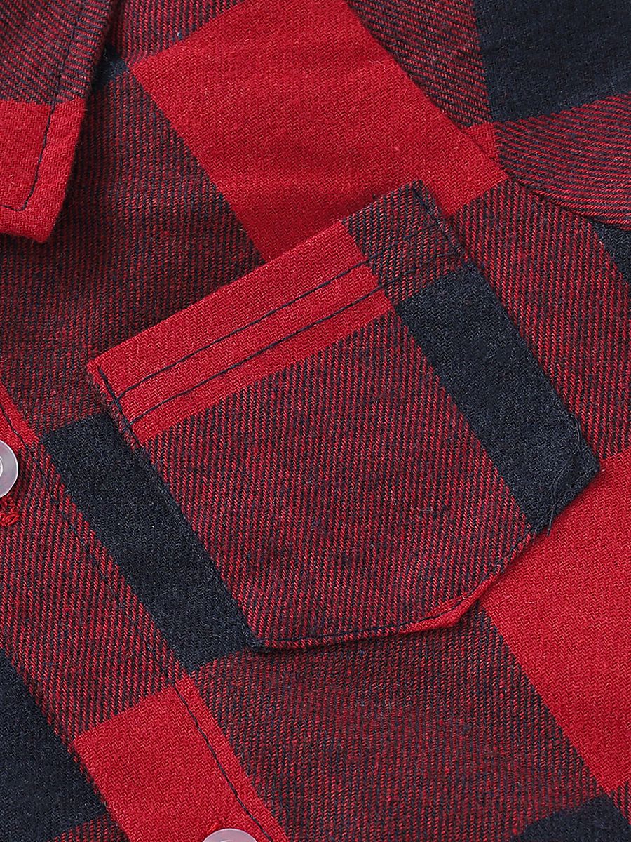 Fashion Baby Boy Turn-down Collar Checked Onesie - dianjiang-