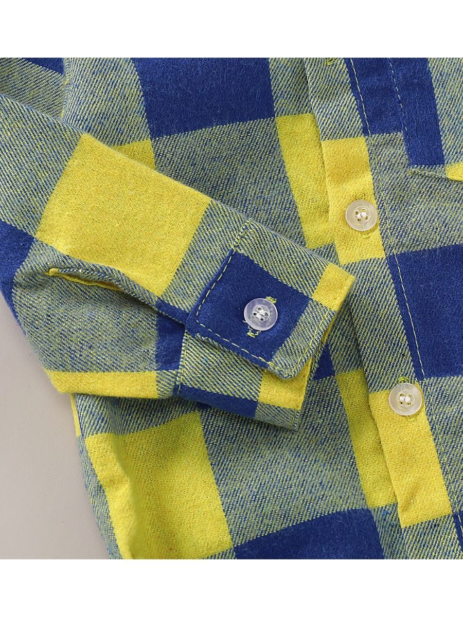 Fashion Baby Boy Turn-down Collar Checked Onesie - dianjiang-