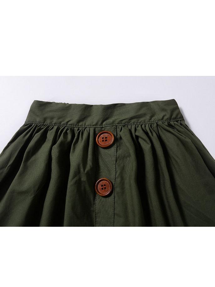 Fashion Baby Girl Buttoned Solid Color A-line Skirt - dianjiang-