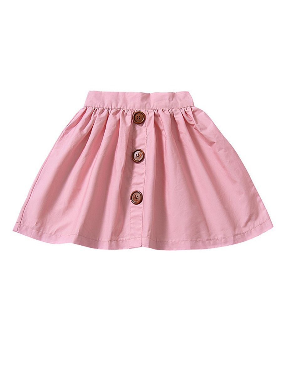 Fashion Baby Girl Buttoned Solid Color A-line Skirt - dianjiang-