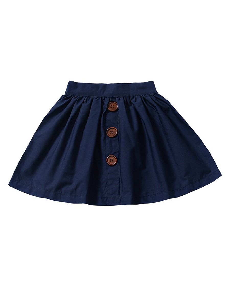 Fashion Baby Girl Buttoned Solid Color A-line Skirt - dianjiang-