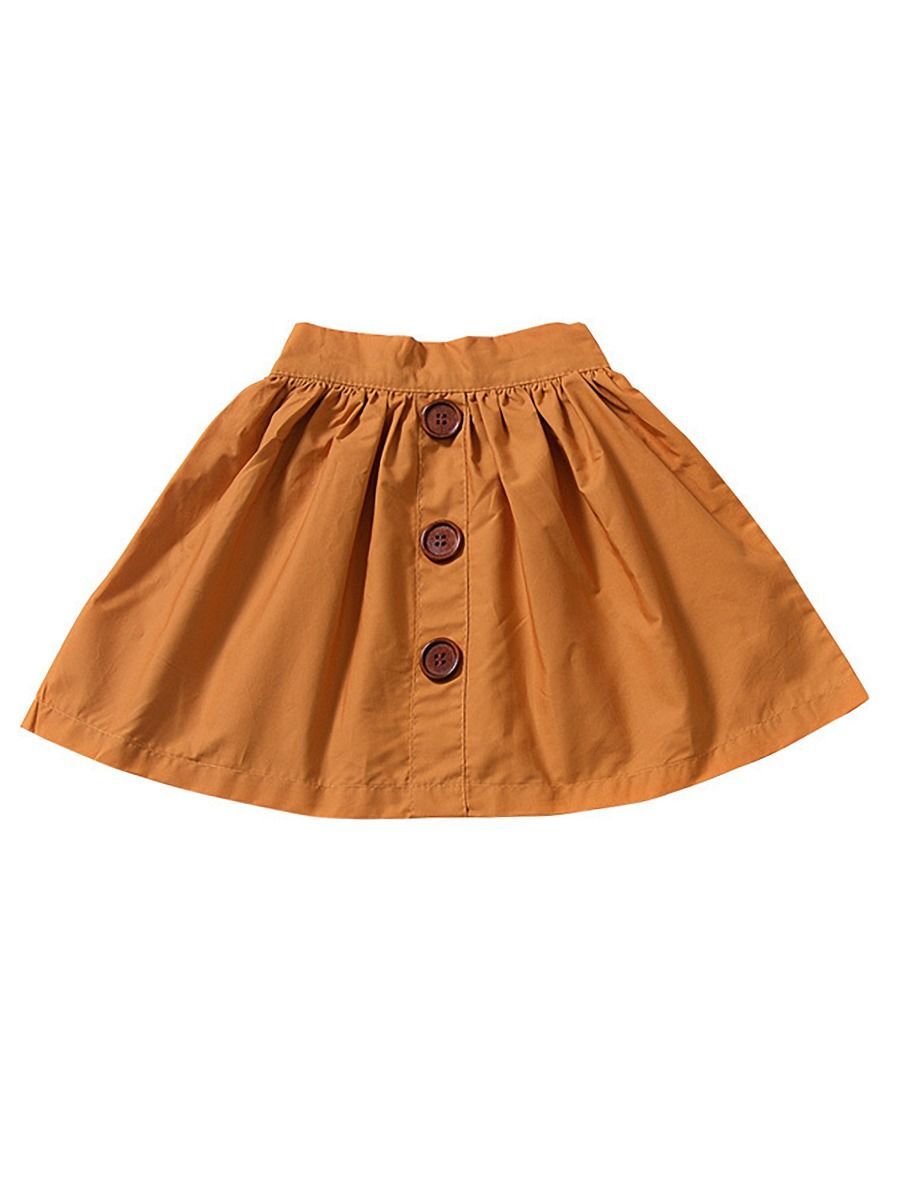 Fashion Baby Girl Buttoned Solid Color A-line Skirt - dianjiang-