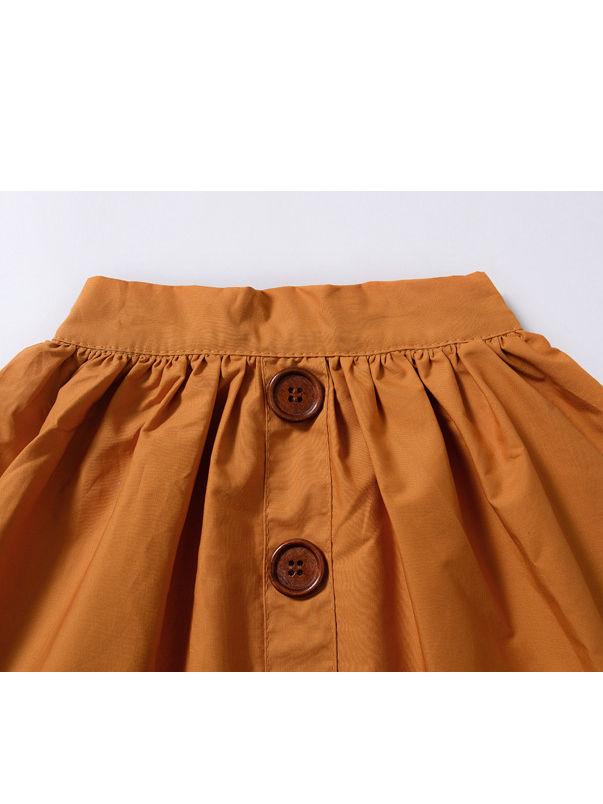 Fashion Baby Girl Buttoned Solid Color A-line Skirt - dianjiang-