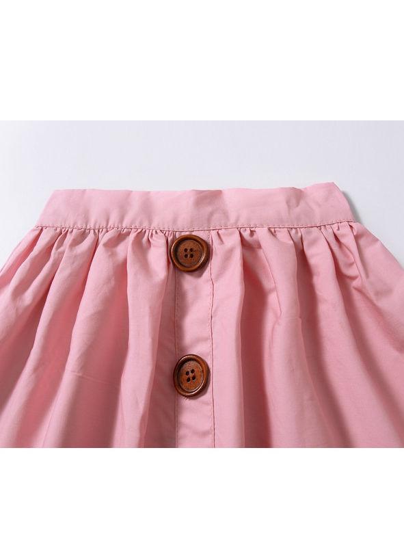 Fashion Baby Girl Buttoned Solid Color A-line Skirt - dianjiang-