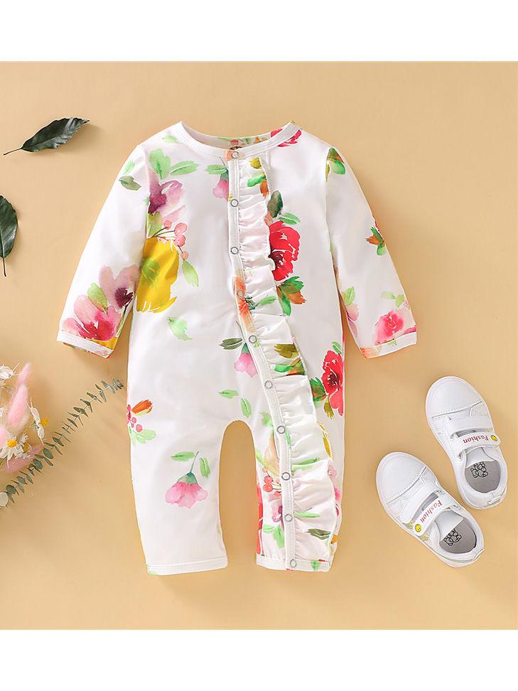 Fashion Baby Girl Floral Flounced Overall - dianjiang-