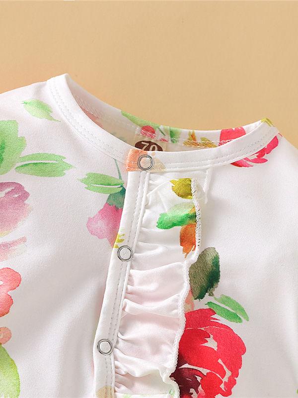 Fashion Baby Girl Floral Flounced Overall - dianjiang-