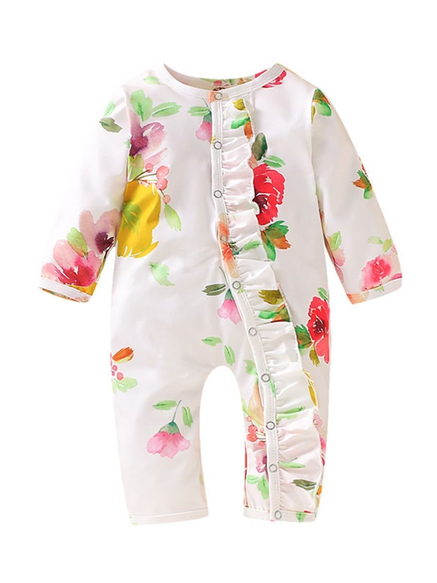Fashion Baby Girl Floral Flounced Overall - dianjiang-
