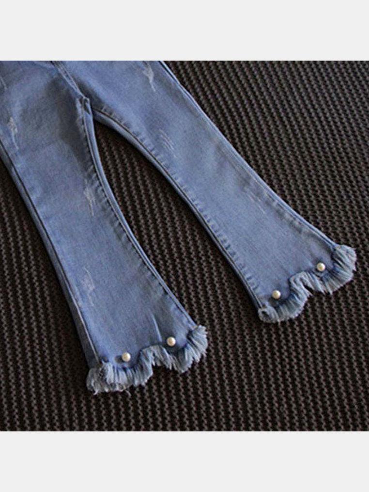 Fashion Baby Little Girl Bleaded Fringe-hem Jeans - dianjiang-