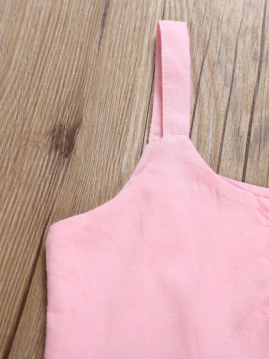 Fashion Baby Little Girl Outfits Buttoned Frilled Top+Flamingo Leaf Print Short Pants - dianjiang-