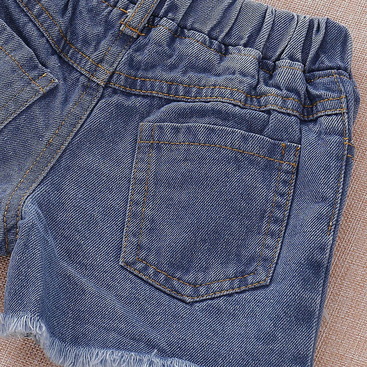 Fashion Baby Kids Outfit Tank Top+Ripped Fringe-hem Short Jeans - dianjiang-