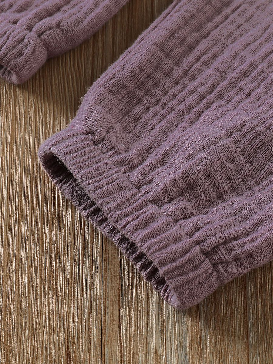 Fashion Bow Solid Color Tie Baby Muslin Overalls - dianjiang-