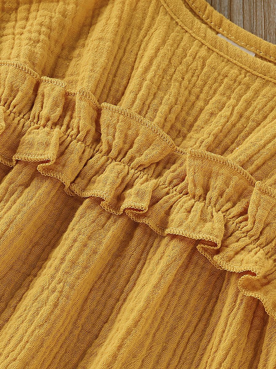 Fashion Bow Solid Color Tie Baby Muslin Overalls - dianjiang-