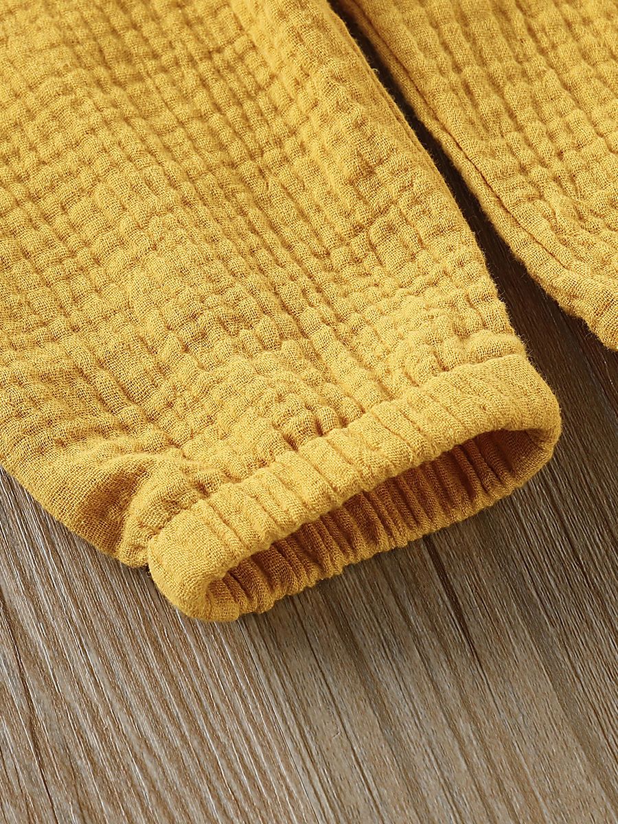 Fashion Bow Solid Color Tie Baby Muslin Overalls - dianjiang-