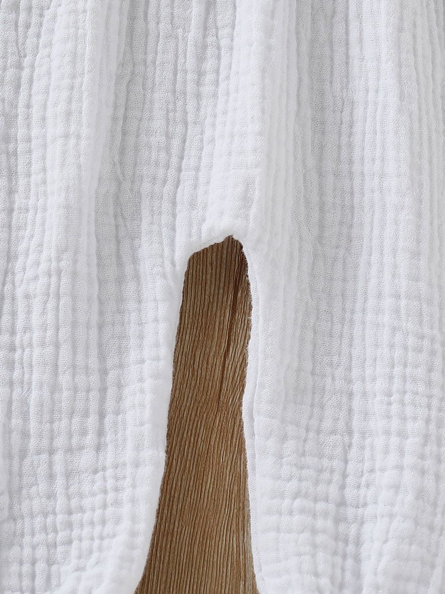 Fashion Bow Solid Color Tie Baby Muslin Overalls - dianjiang-