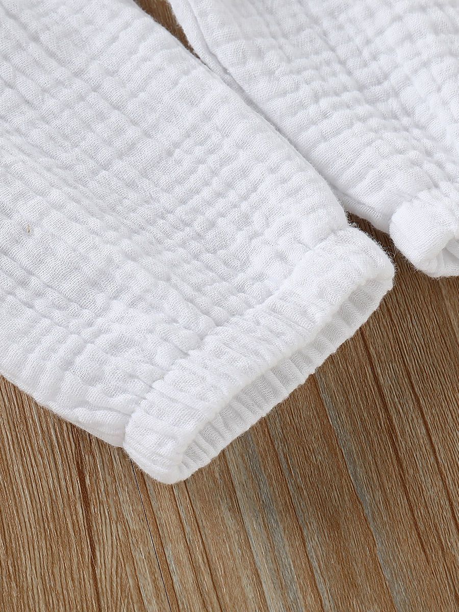 Fashion Bow Solid Color Tie Baby Muslin Overalls - dianjiang-