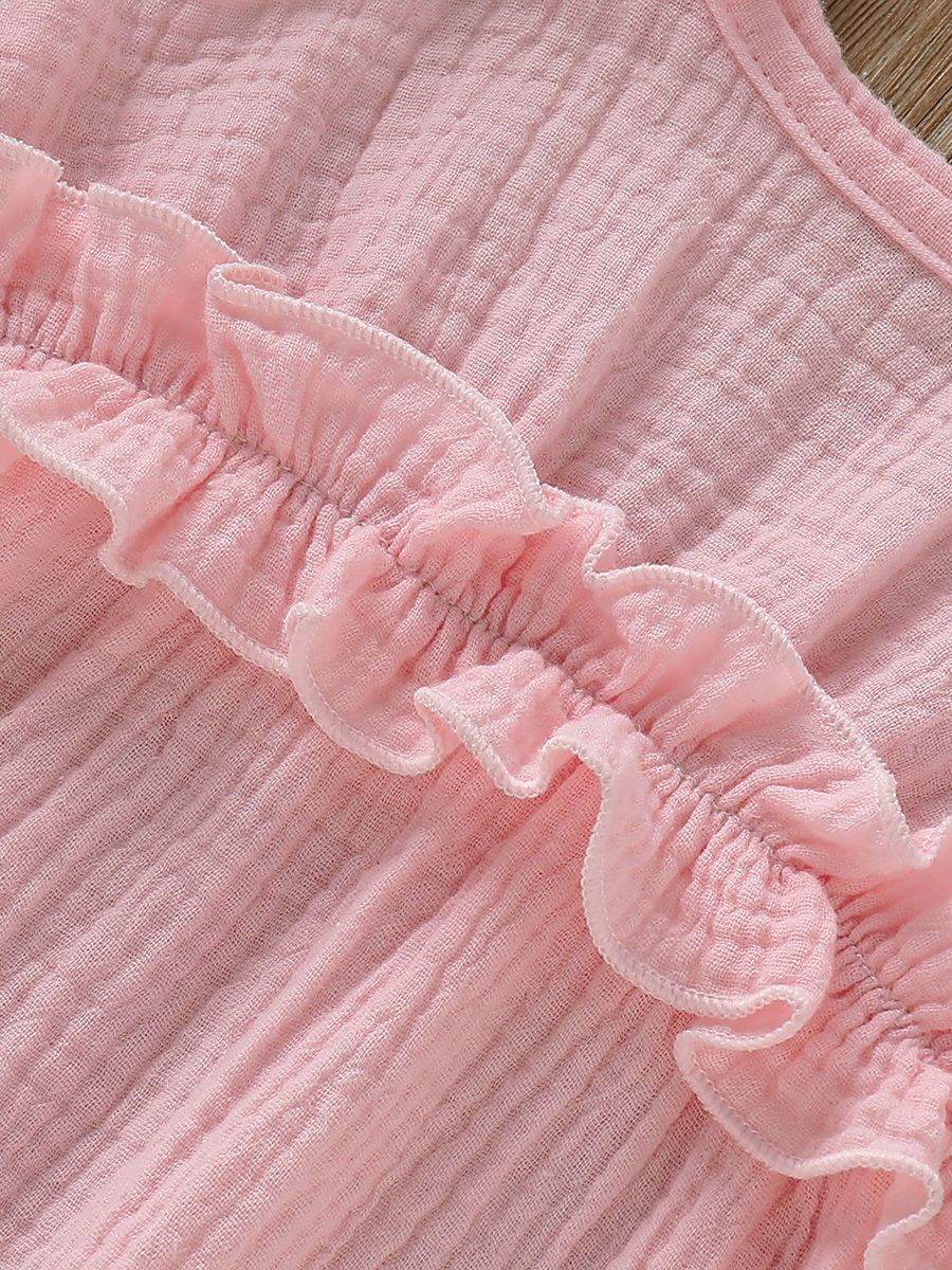 Fashion Bow Solid Color Tie Baby Muslin Overalls - dianjiang-