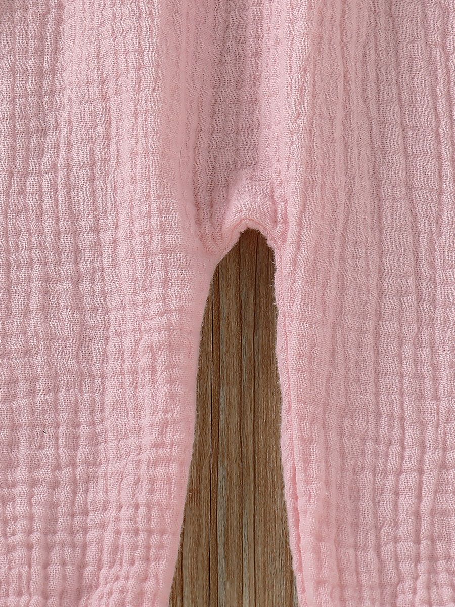 Fashion Bow Solid Color Tie Baby Muslin Overalls - dianjiang-