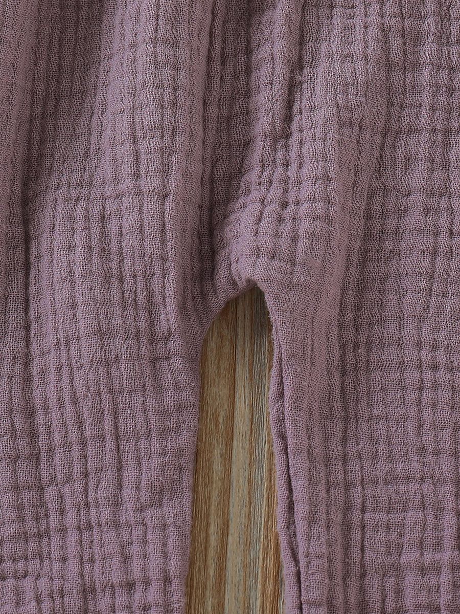 Fashion Bow Solid Color Tie Baby Muslin Overalls - dianjiang-