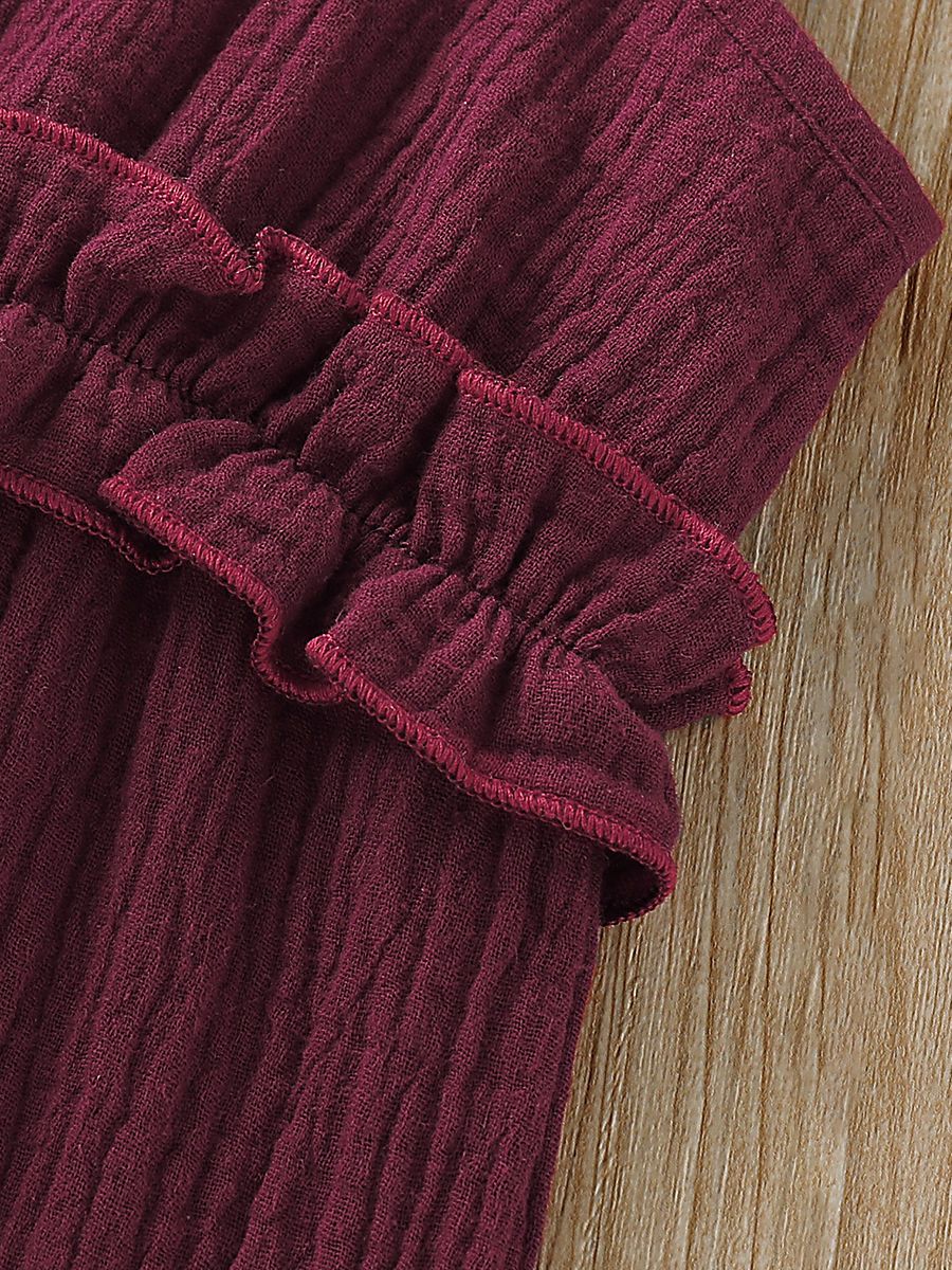 Fashion Bow Solid Color Tie Baby Muslin Overalls - dianjiang-