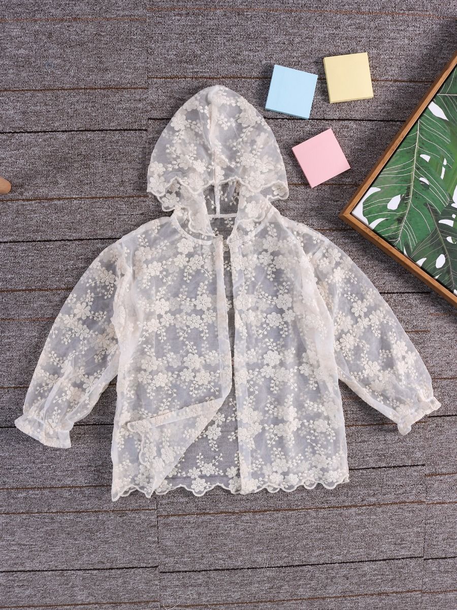 Fashion Girl Flower Lace Hooded Cardigan - dianjiang-
