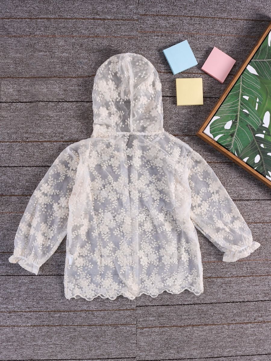 Fashion Girl Flower Lace Hooded Cardigan - dianjiang-