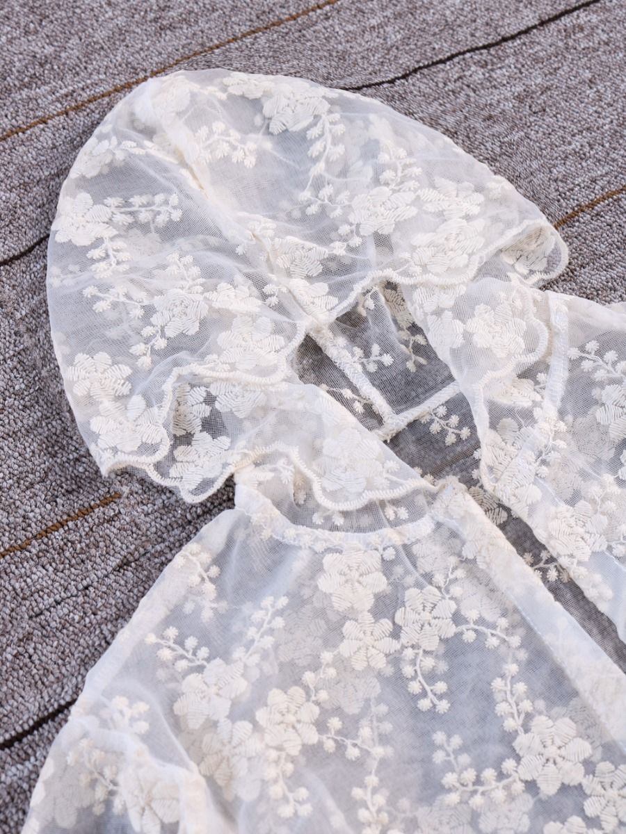 Fashion Girl Flower Lace Hooded Cardigan - dianjiang-