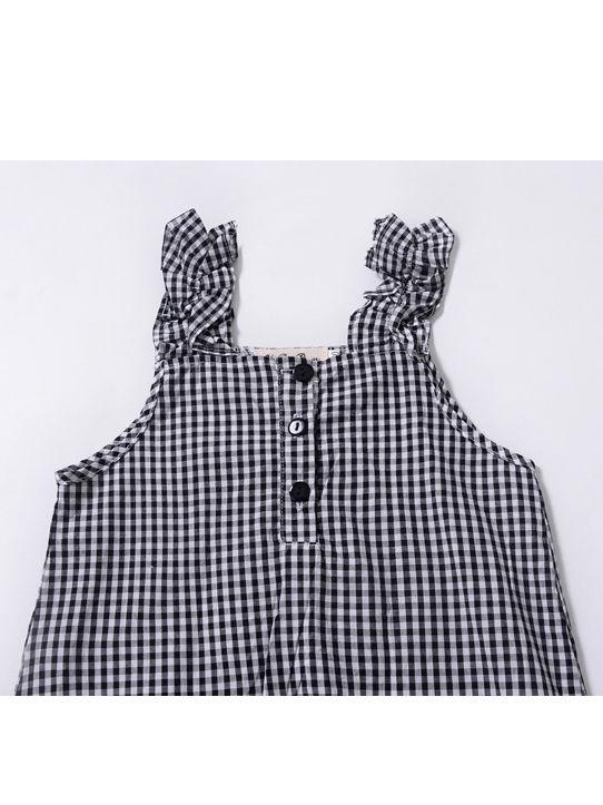 Fashion  Infant Girl Plaid Ruffled Sleeveless Shift Dress - dianjiang-