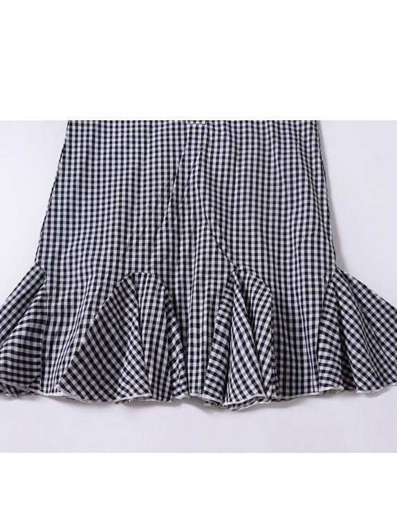 Fashion  Infant Girl Plaid Ruffled Sleeveless Shift Dress - dianjiang-