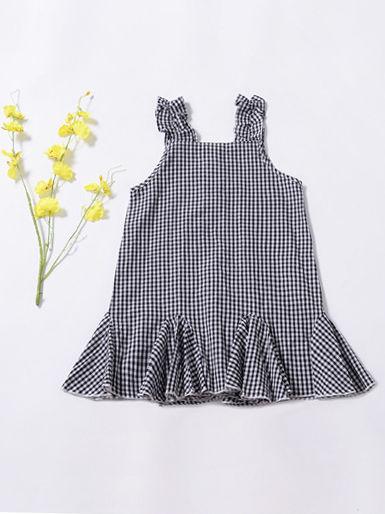 Fashion  Infant Girl Plaid Ruffled Sleeveless Shift Dress - dianjiang-