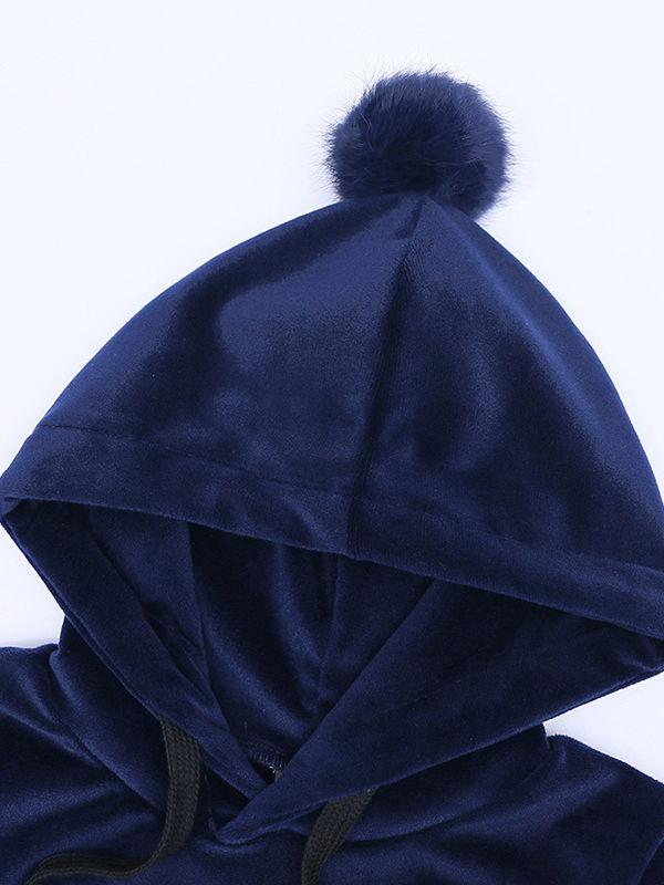 Fashion  Infant Toddler Kids Velvet 2-Piece Outfits Pom Pom Trimmed Hoodie + Trousers - dianjiang-