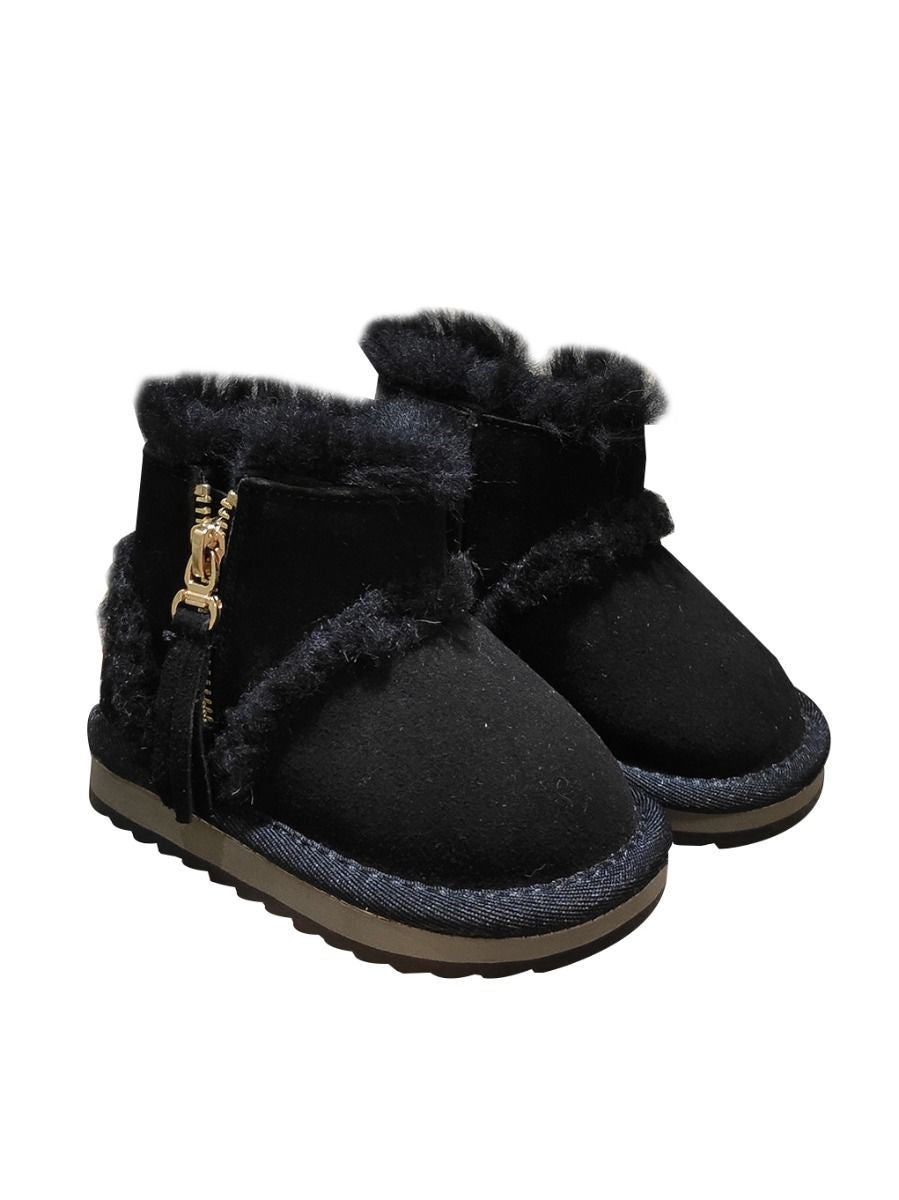 Fashion Side Zip Warm Fur Trim Snow Boots 3 Colors - dianjiang-