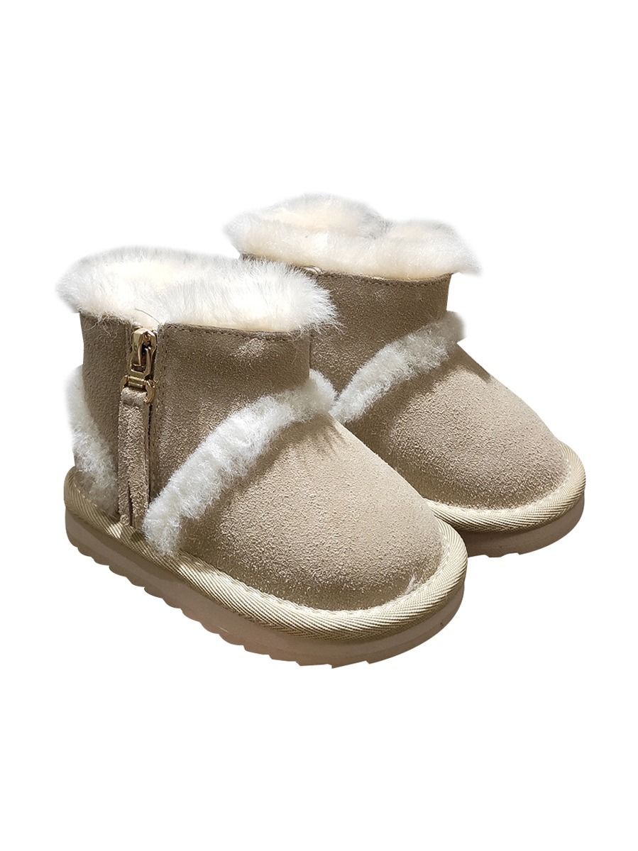 Fashion Side Zip Warm Fur Trim Snow Boots 3 Colors - dianjiang-