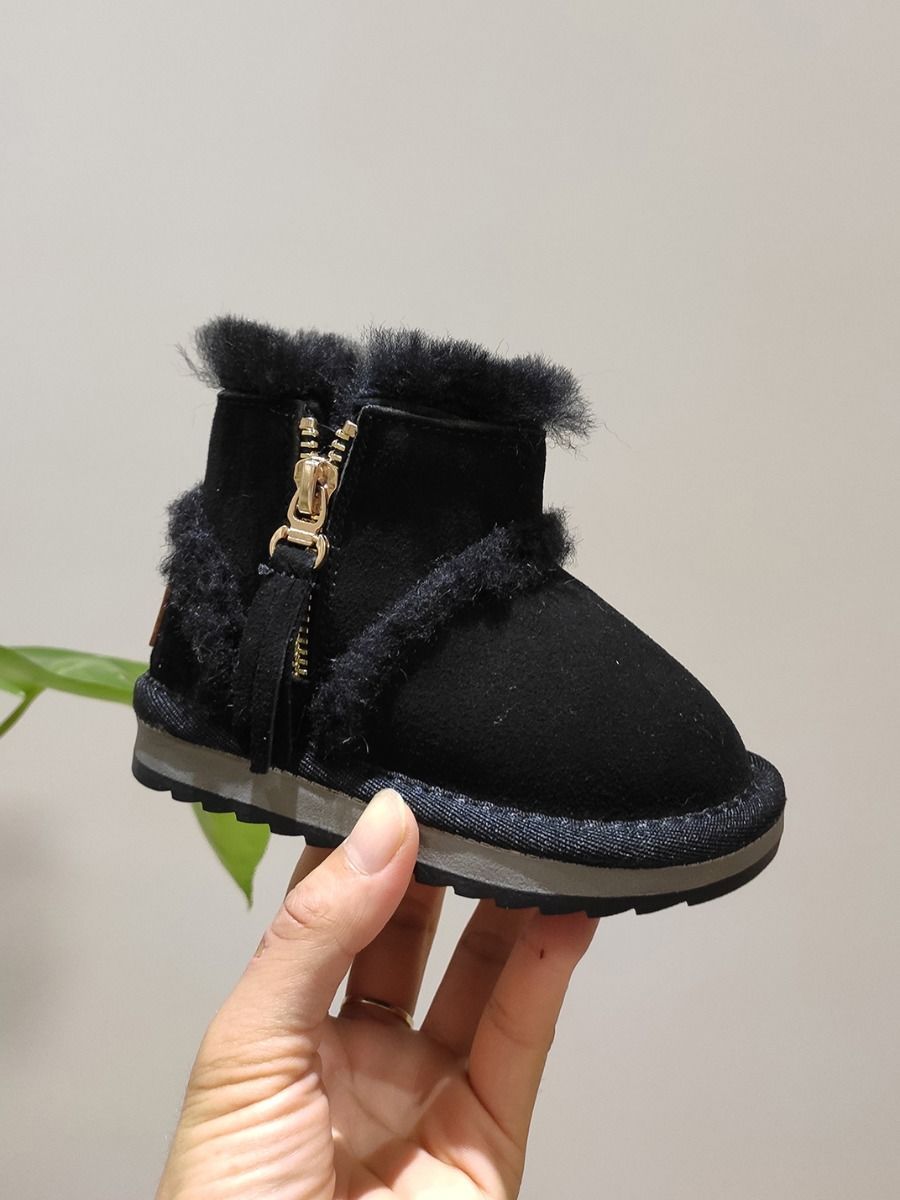 Fashion Side Zip Warm Fur Trim Snow Boots 3 Colors - dianjiang-