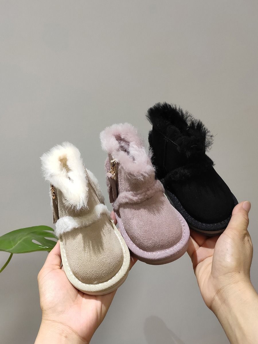 Fashion Side Zip Warm Fur Trim Snow Boots 3 Colors - dianjiang-