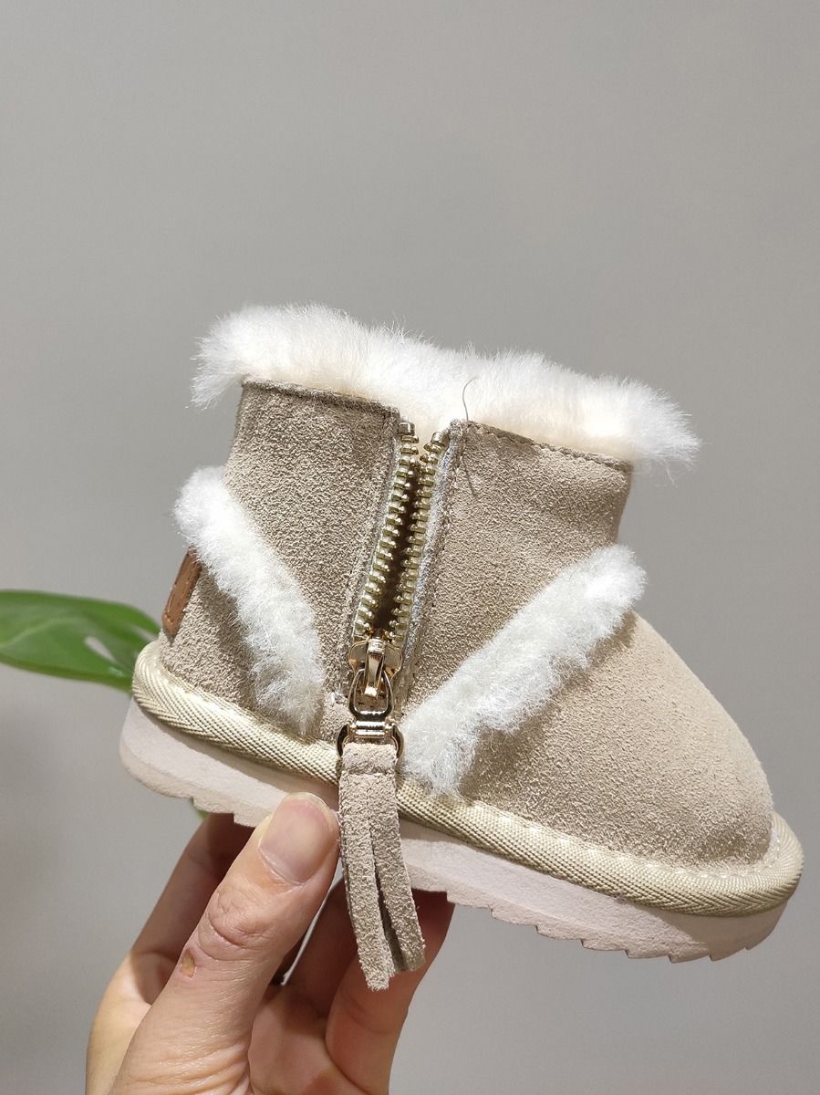 Fashion Side Zip Warm Fur Trim Snow Boots 3 Colors - dianjiang-