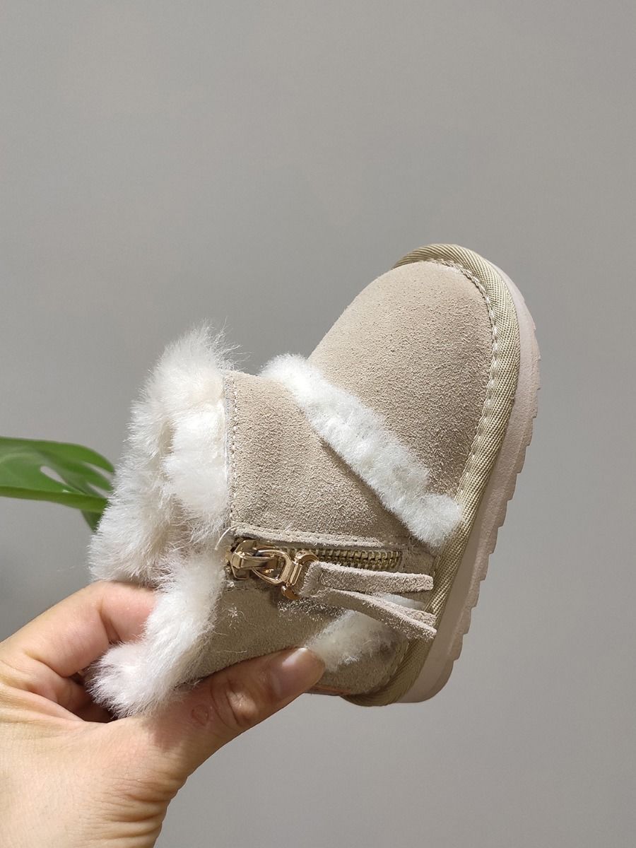 Fashion Side Zip Warm Fur Trim Snow Boots 3 Colors - dianjiang-